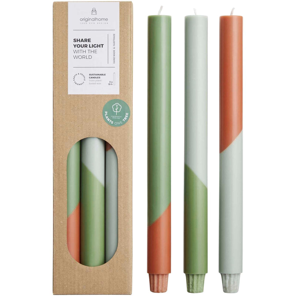 Set di 3 candele con design a colori diagonali Originalhome Eden personalizzato con logo - Pubblienne