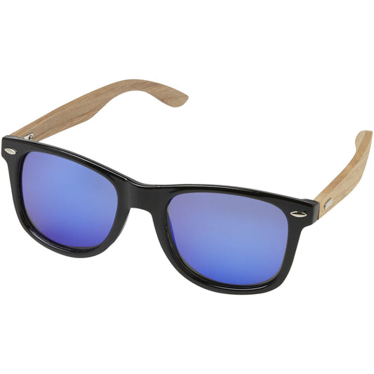 Occhiali da sole Hiru con lenti polarizzate e specchiate in PET riciclato/legno con confezione regalo personalizzato con logo - Pubblienne