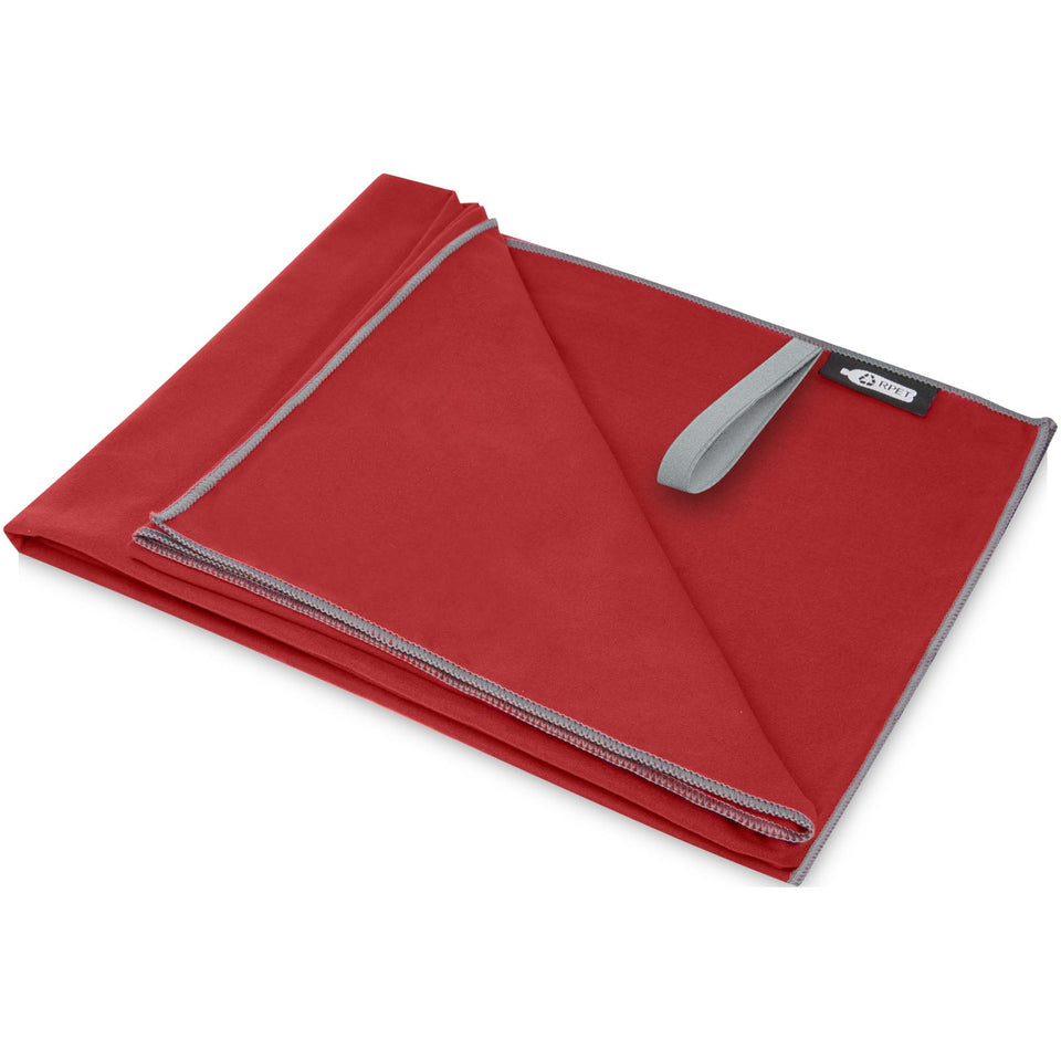 Asciugamano Pieter ultra leggero e ad asciugatura rapida in PET riciclato 130 x 80 cm personalizzato con logo - Pubblienne