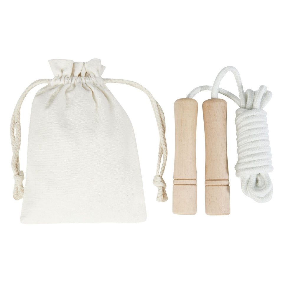 Corda per saltare Denise in legno con custodia in cotone personalizzato con logo - Pubblienne