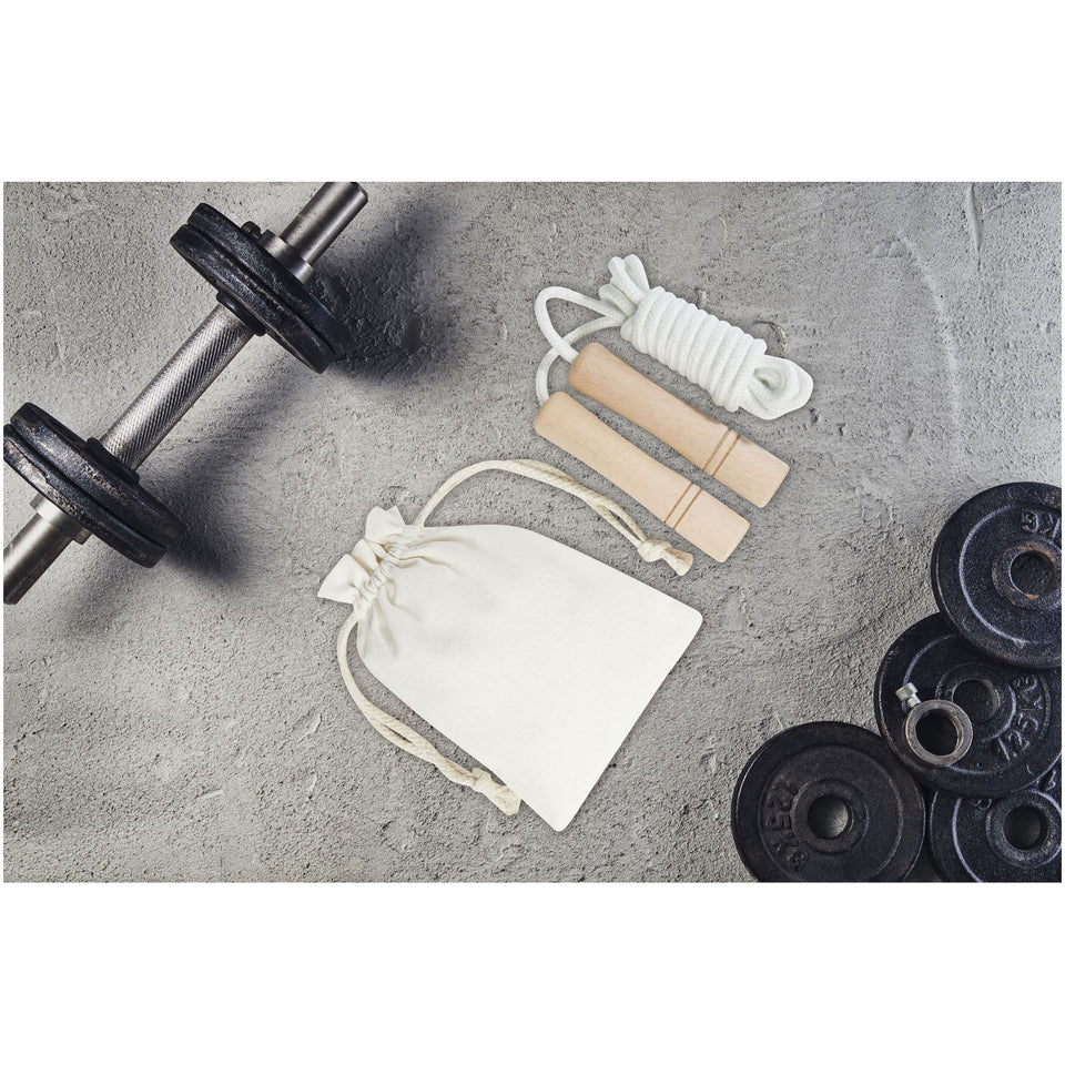 Corda per saltare Denise in legno con custodia in cotone personalizzato con logo - Pubblienne