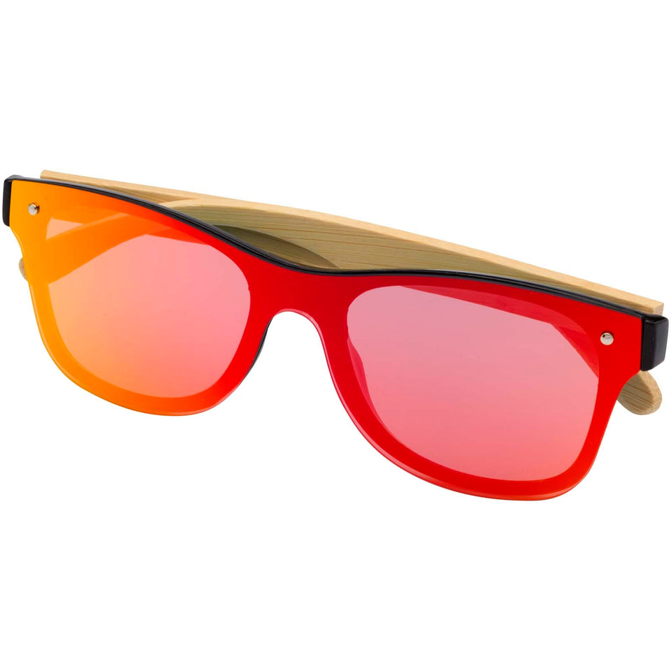 Occhiali da sole con stanghette in bambù Tan personalizzato con logo - Pubblienne