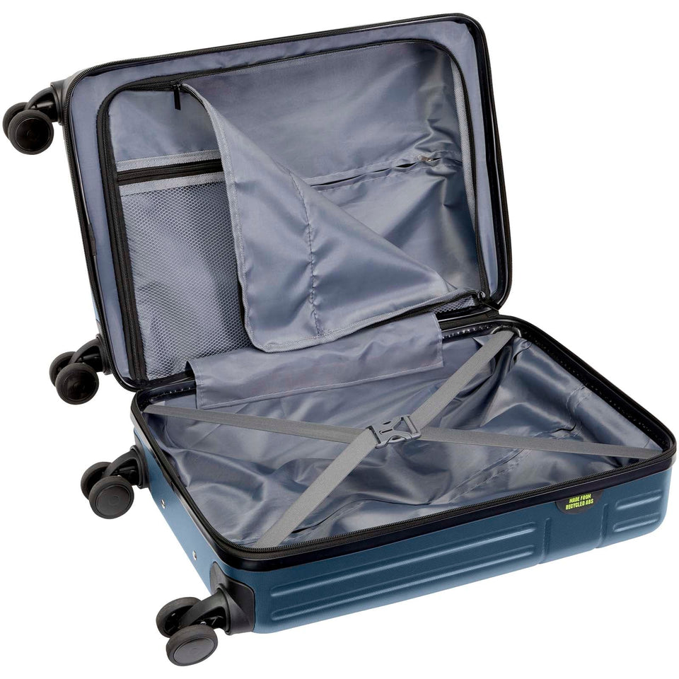 Trolley bagaglio a mano in materiale riciclato certificato GRS da 40 l per portatile da 20" Rover personalizzato con logo - Pubblienne