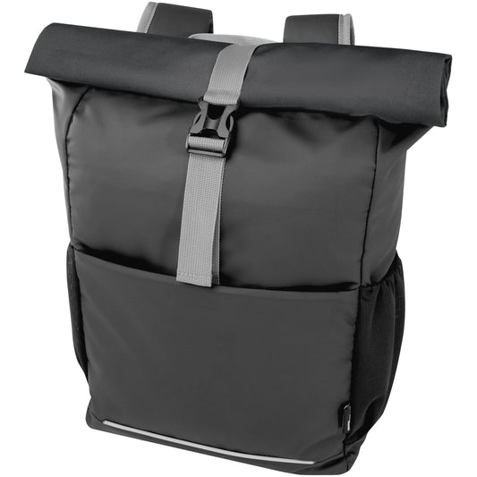 Borsa roll-top per bicicletta impermeabile in materiale riciclato certificato GRS per portatile da 15" Aqua personalizzato con logo - Pubblienne