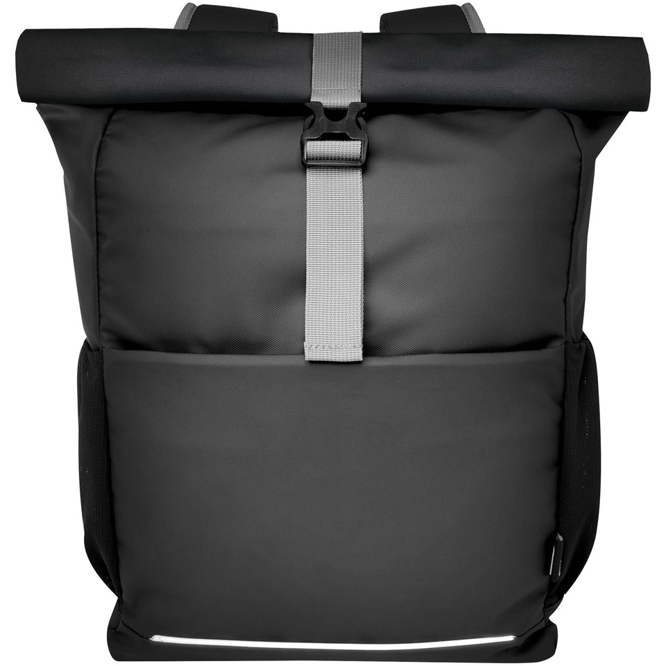 Borsa roll-top per bicicletta impermeabile in materiale riciclato certificato GRS per portatile da 15" Aqua personalizzato con logo - Pubblienne