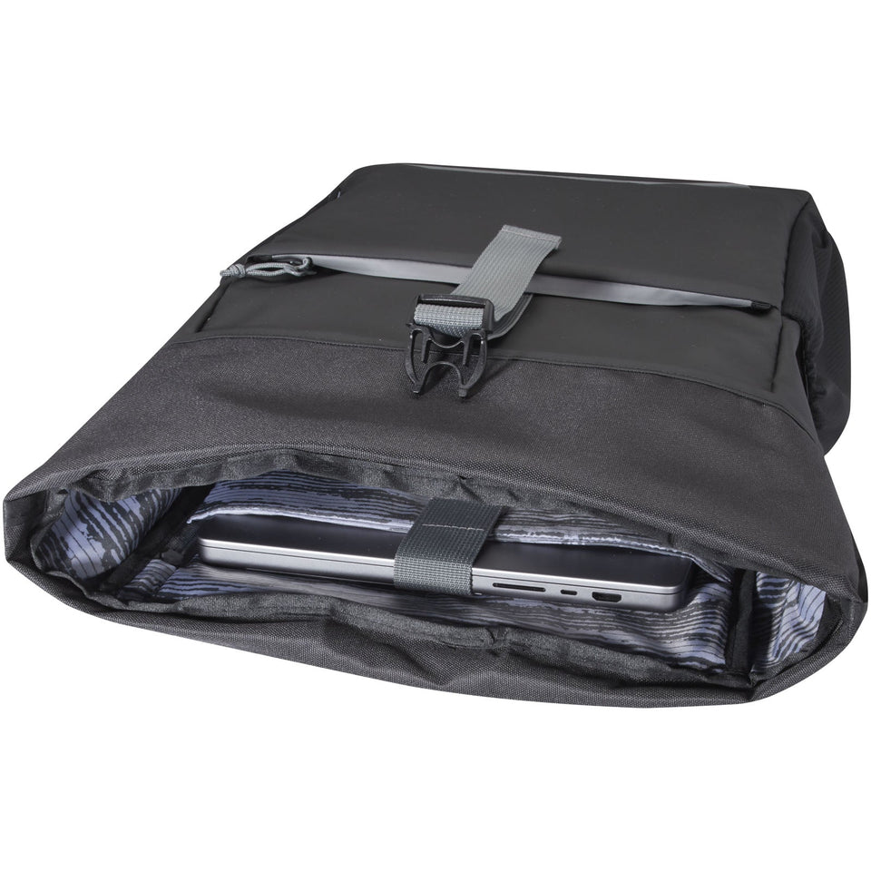 Borsa roll-top per bicicletta impermeabile in materiale riciclato certificato GRS per portatile da 15" Aqua personalizzato con logo - Pubblienne