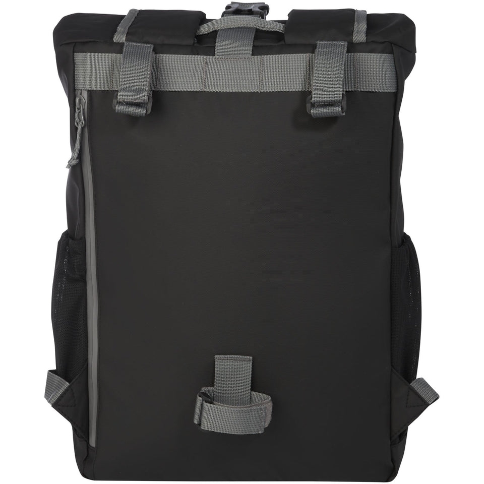 Borsa roll-top per bicicletta impermeabile in materiale riciclato certificato GRS per portatile da 15" Aqua personalizzato con logo - Pubblienne