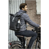 Borsa roll-top per bicicletta impermeabile in materiale riciclato certificato GRS per portatile da 15" Aqua personalizzato con logo - Pubblienne
