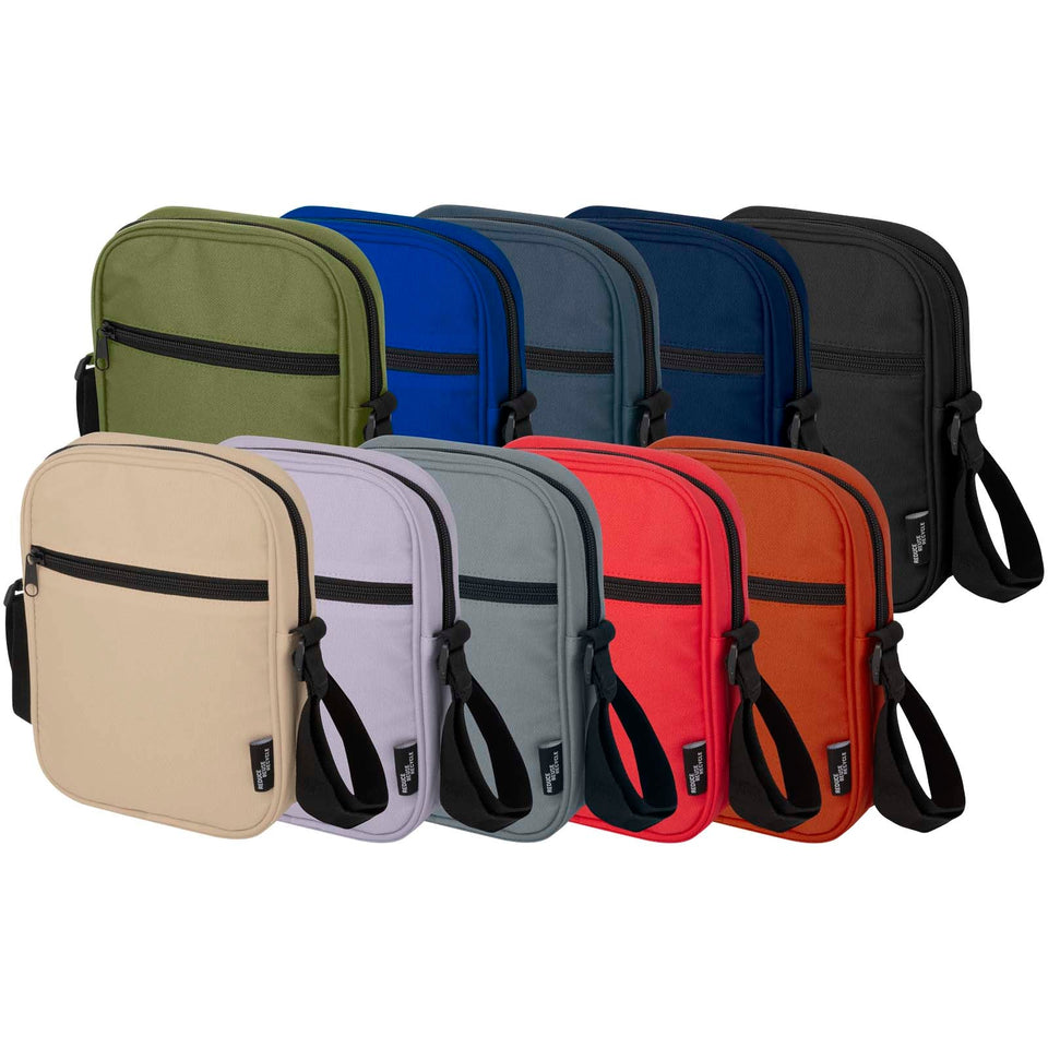 Borsa a tracolla in materiale riciclato certificato GRS Byron 2l personalizzato con logo - Pubblienne