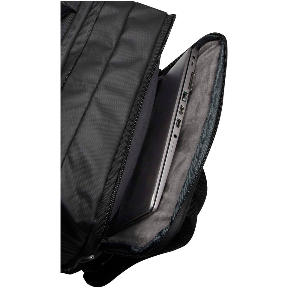 Zaino espandibile per portatile da 17" in materiale riciclato certificato GRS da 35 litri Expedition Pro personalizzato con logo - Pubblienne