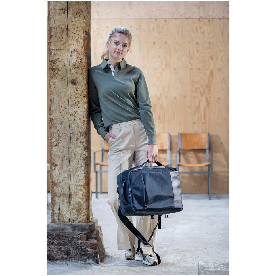Zaino espandibile per portatile da 17" in materiale riciclato certificato GRS da 35 litri Expedition Pro personalizzato con logo - Pubblienne