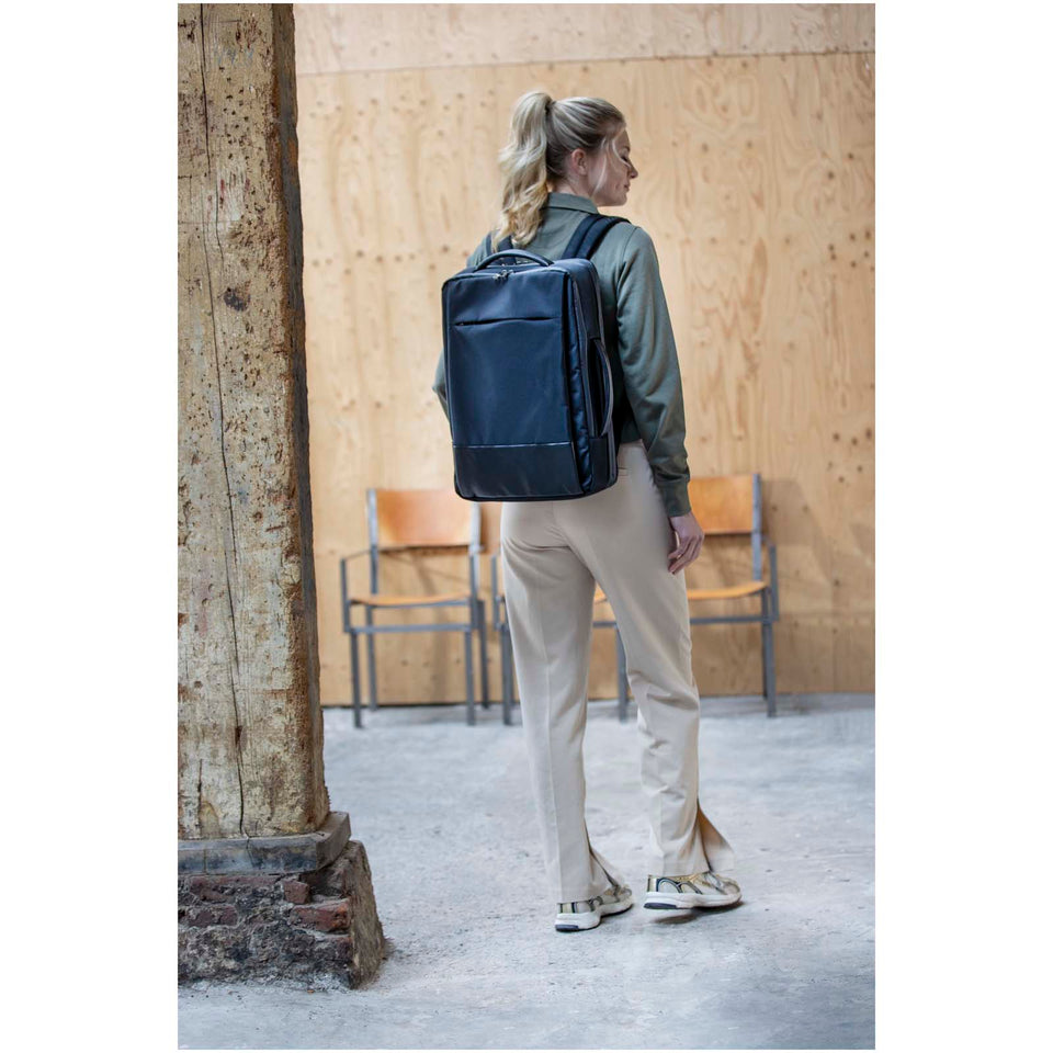 Zaino espandibile per portatile da 17" in materiale riciclato certificato GRS da 35 litri Expedition Pro personalizzato con logo - Pubblienne