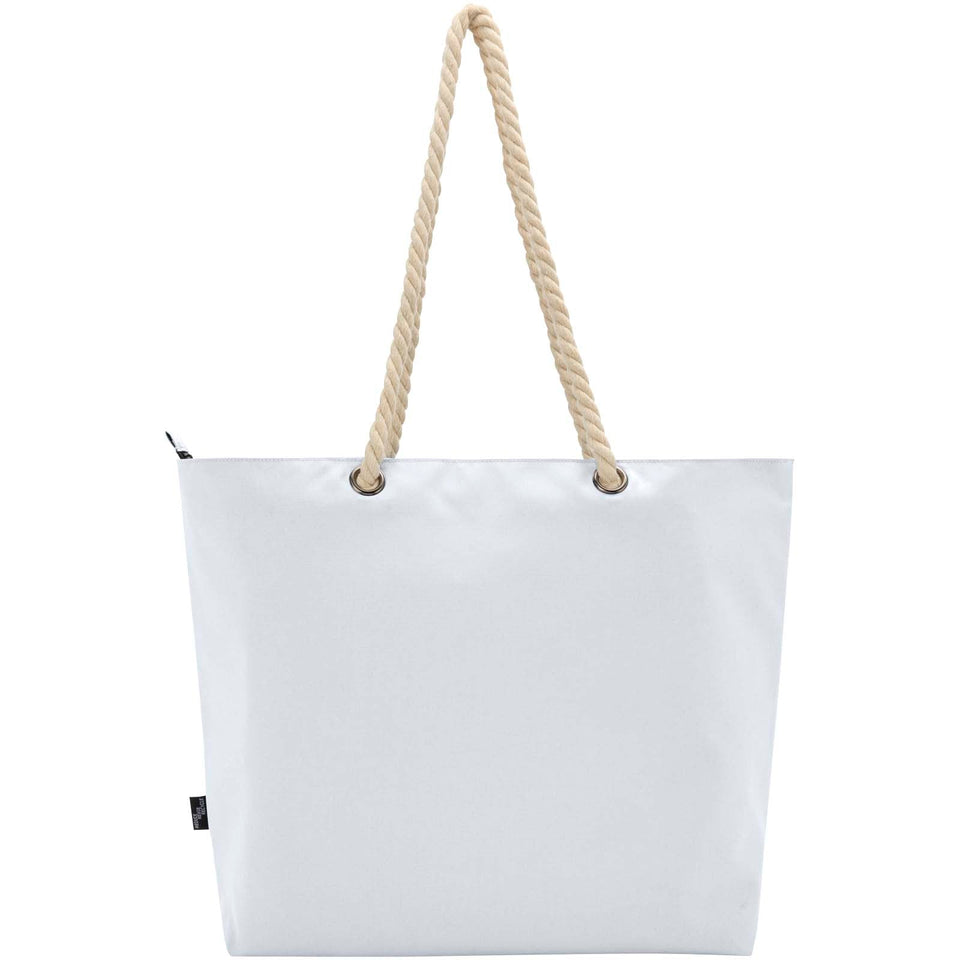 Tote bag termica da spiaggia in materiale riciclato certificato GRS con manici in corda Panama - 23L personalizzato con logo - Pubblienne