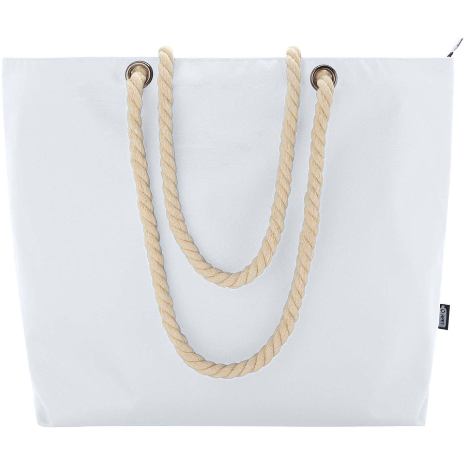 Tote bag termica da spiaggia in materiale riciclato certificato GRS con manici in corda Panama - 23L personalizzato con logo - Pubblienne