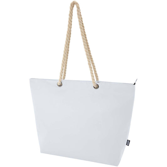Tote bag termica da spiaggia in materiale riciclato certificato GRS con manici in corda Panama - 23L personalizzato con logo - Pubblienne
