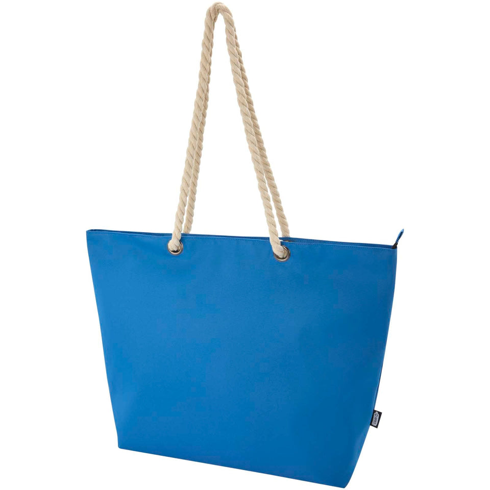 Tote bag termica da spiaggia in materiale riciclato certificato GRS con manici in corda Panama - 23L personalizzato con logo - Pubblienne