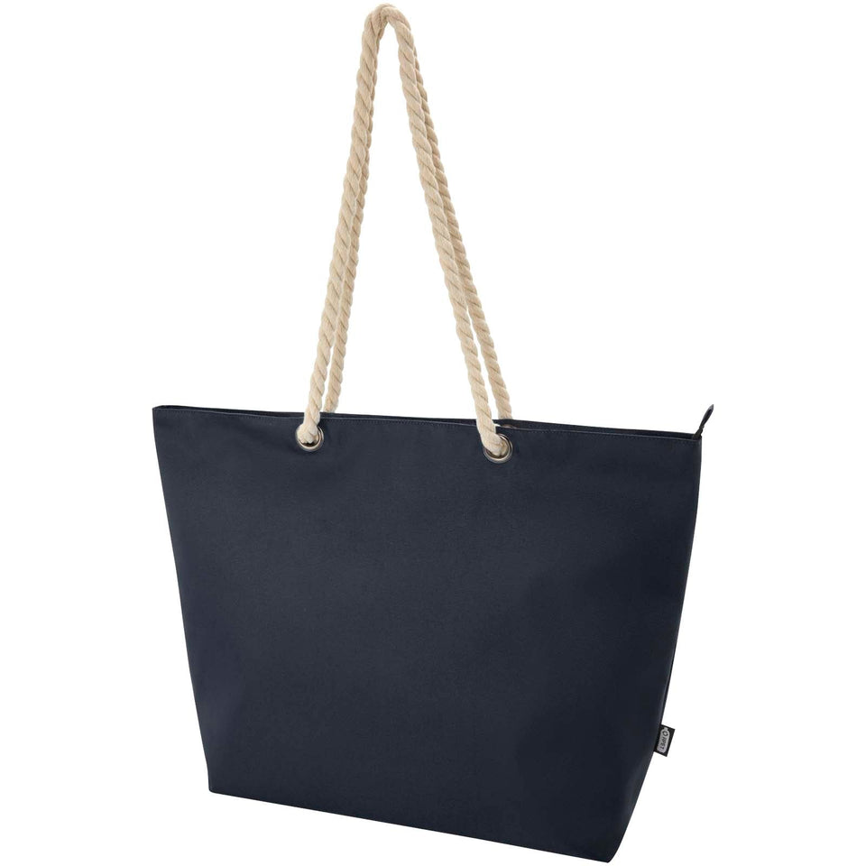Tote bag termica da spiaggia in materiale riciclato certificato GRS con manici in corda Panama - 23L personalizzato con logo - Pubblienne