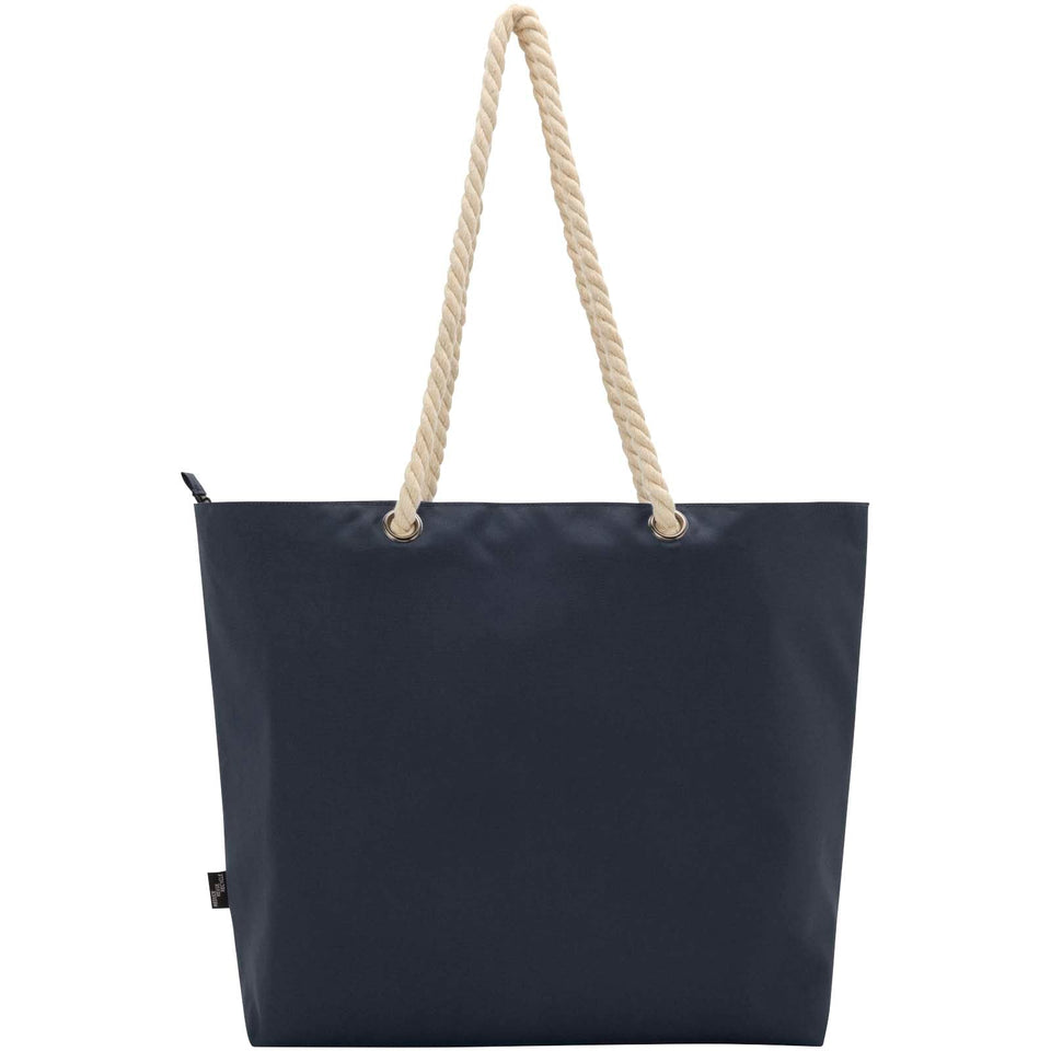 Tote bag termica da spiaggia in materiale riciclato certificato GRS con manici in corda Panama - 23L personalizzato con logo - Pubblienne