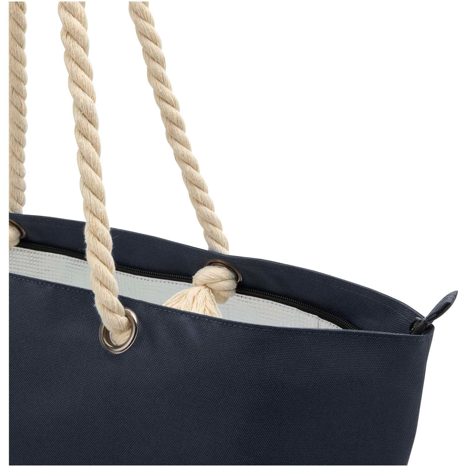 Tote bag termica da spiaggia in materiale riciclato certificato GRS con manici in corda Panama - 23L personalizzato con logo - Pubblienne