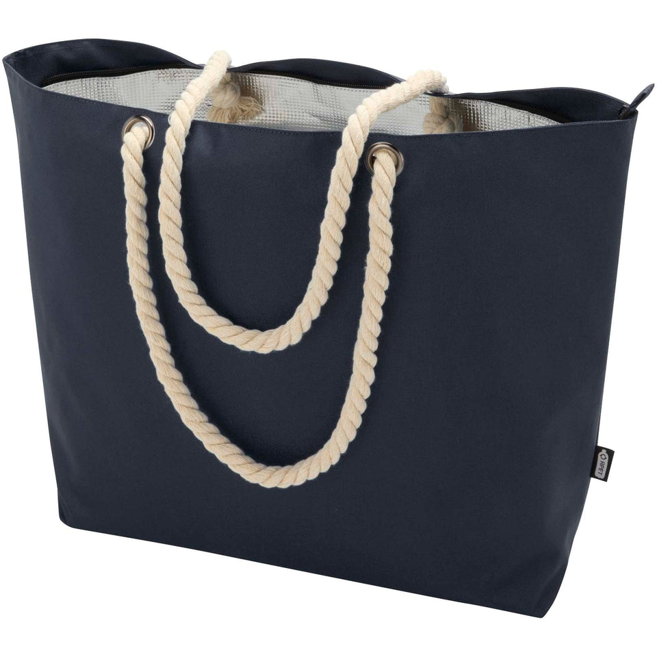 Tote bag termica da spiaggia in materiale riciclato certificato GRS con manici in corda Panama - 23L personalizzato con logo - Pubblienne