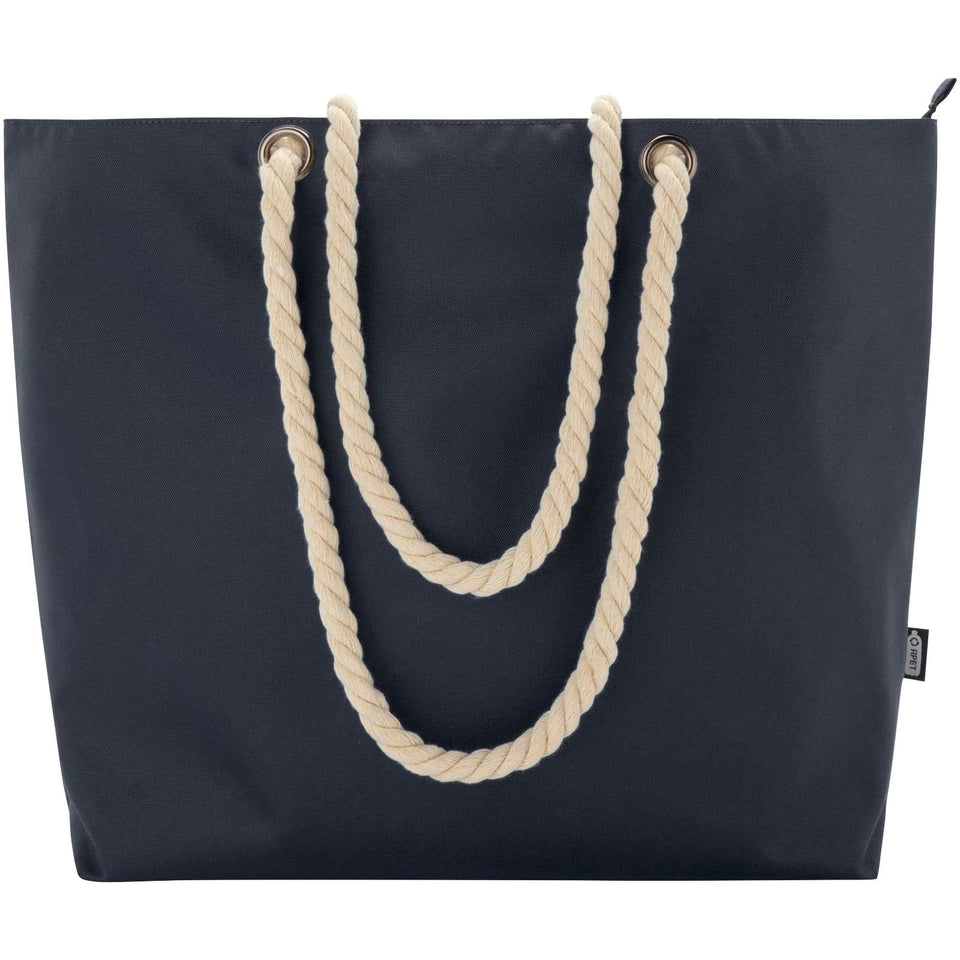 Tote bag termica da spiaggia in materiale riciclato certificato GRS con manici in corda Panama - 23L personalizzato con logo - Pubblienne