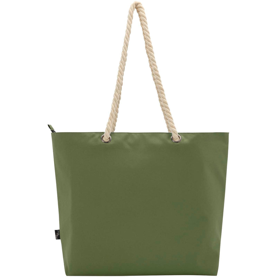Tote bag termica da spiaggia in materiale riciclato certificato GRS con manici in corda Panama - 23L personalizzato con logo - Pubblienne