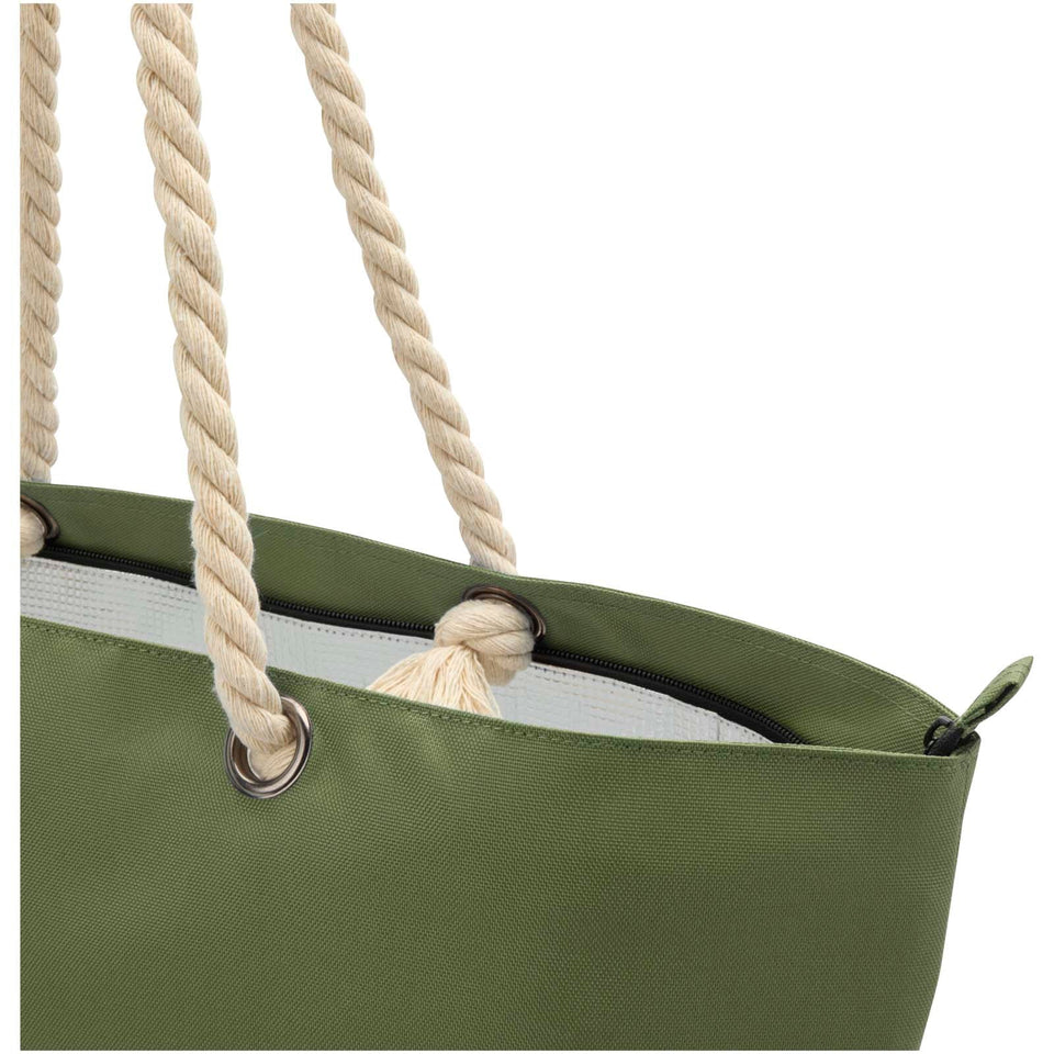 Tote bag termica da spiaggia in materiale riciclato certificato GRS con manici in corda Panama - 23L personalizzato con logo - Pubblienne