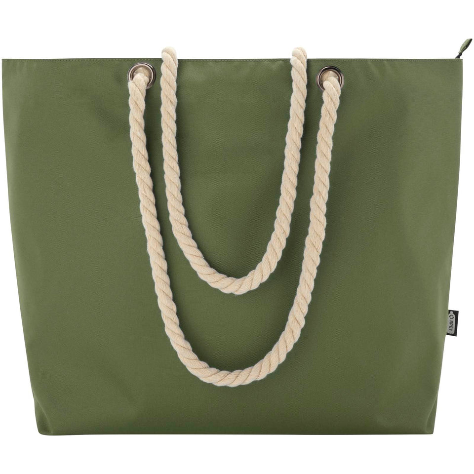 Tote bag termica da spiaggia in materiale riciclato certificato GRS con manici in corda Panama - 23L personalizzato con logo - Pubblienne