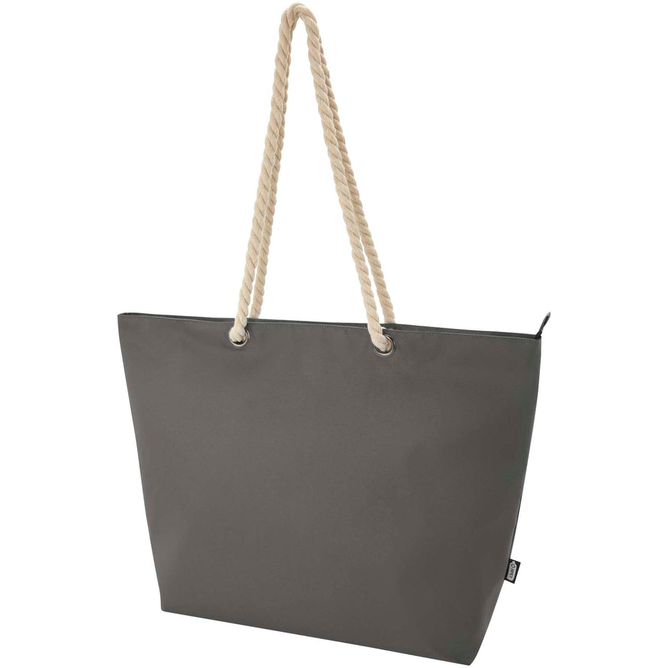 Tote bag termica da spiaggia in materiale riciclato certificato GRS con manici in corda Panama - 23L personalizzato con logo - Pubblienne