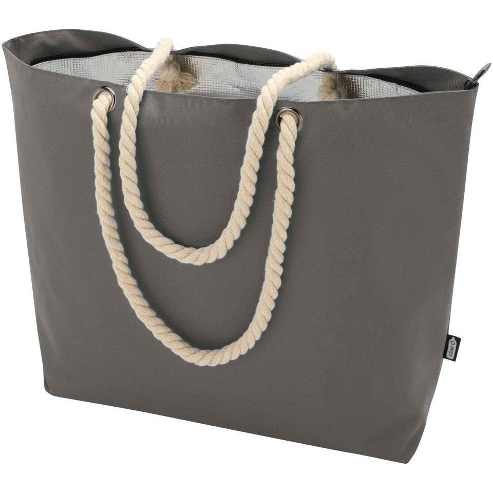 Tote bag termica da spiaggia in materiale riciclato certificato GRS con manici in corda Panama - 23L personalizzato con logo - Pubblienne