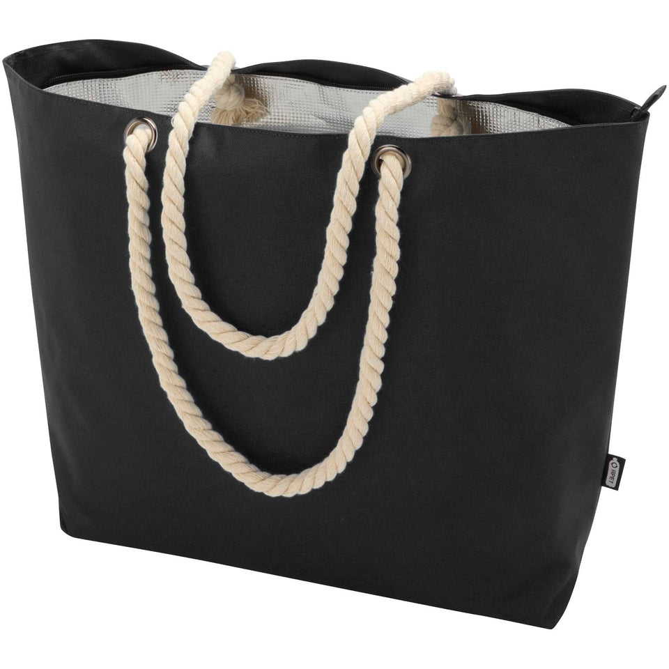 Tote bag termica da spiaggia in materiale riciclato certificato GRS con manici in corda Panama - 23L personalizzato con logo - Pubblienne