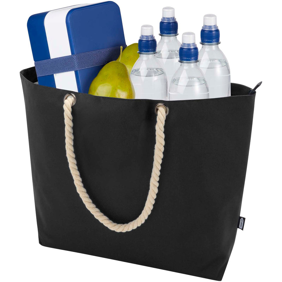 Tote bag termica da spiaggia in materiale riciclato certificato GRS con manici in corda Panama - 23L personalizzato con logo - Pubblienne