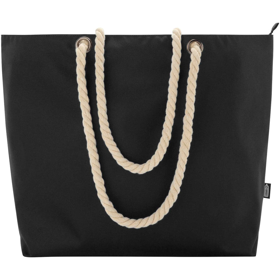 Tote bag termica da spiaggia in materiale riciclato certificato GRS con manici in corda Panama - 23L personalizzato con logo - Pubblienne
