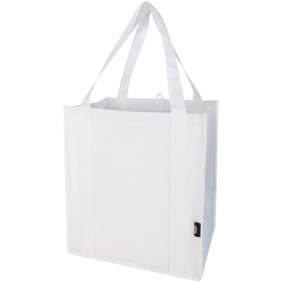 Tote bag con fondo rigido in tessuto non tessuto riciclato certificato GRS Liberty - 29L personalizzato con logo - Pubblienne