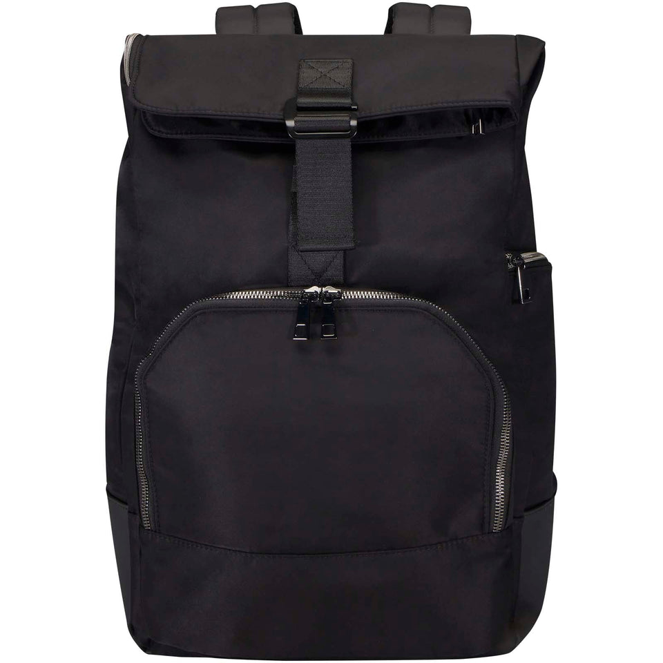 Zaino per portatile da 15,6" in materiale riciclato certificato GRS con chiusura arrotolabile Rhine - 18L personalizzato con logo - Pubblienne