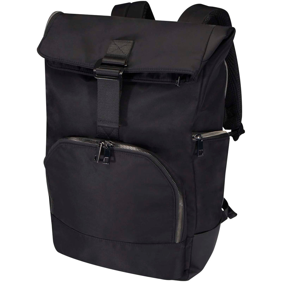 Zaino per portatile da 15,6" in materiale riciclato certificato GRS con chiusura arrotolabile Rhine - 18L personalizzato con logo - Pubblienne