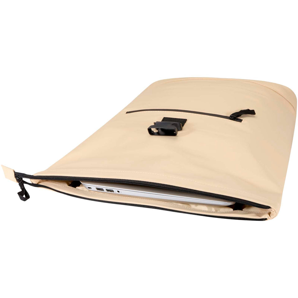 Zaino roll-top per portatile da 15" in materiale riciclato certificato GRS da 18 litri Resi Plus personalizzato con logo - Pubblienne