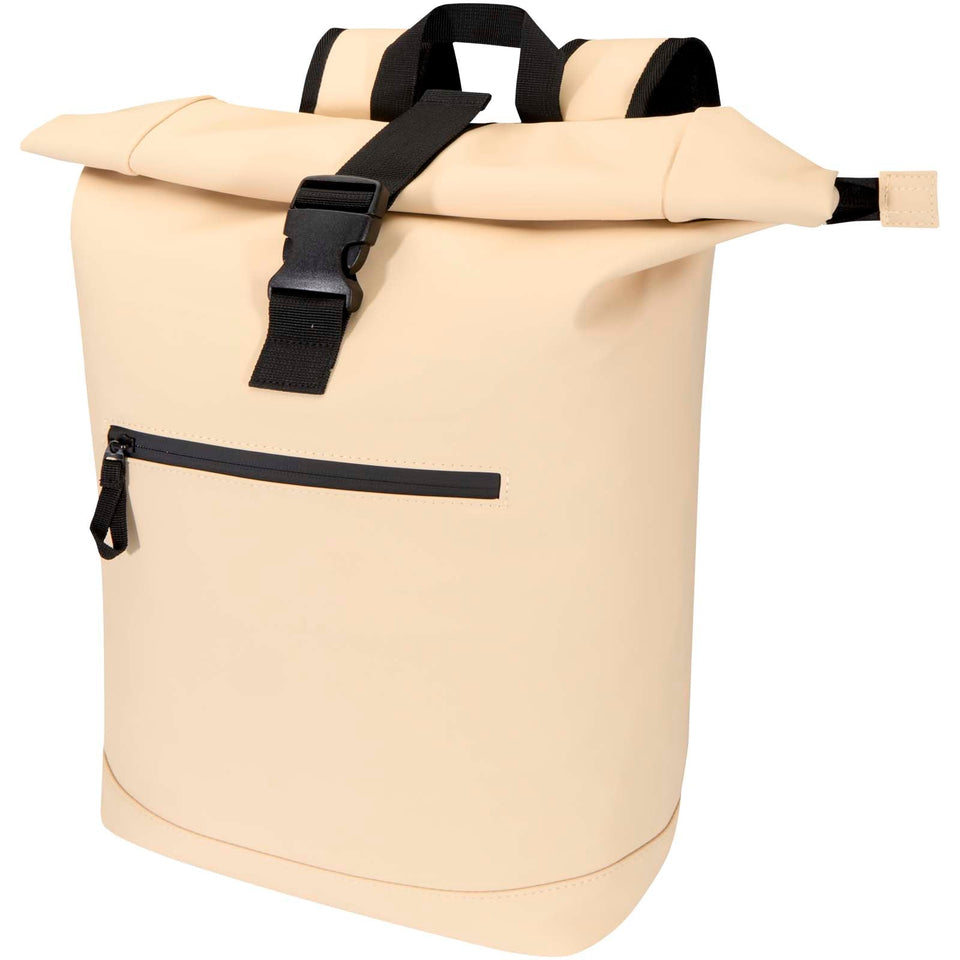 Zaino roll-top per portatile da 15" in materiale riciclato certificato GRS da 18 litri Resi Plus personalizzato con logo - Pubblienne