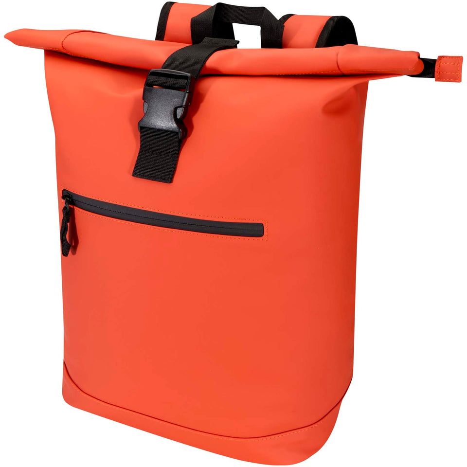 Zaino roll-top per portatile da 15" in materiale riciclato certificato GRS da 18 litri Resi Plus personalizzato con logo - Pubblienne