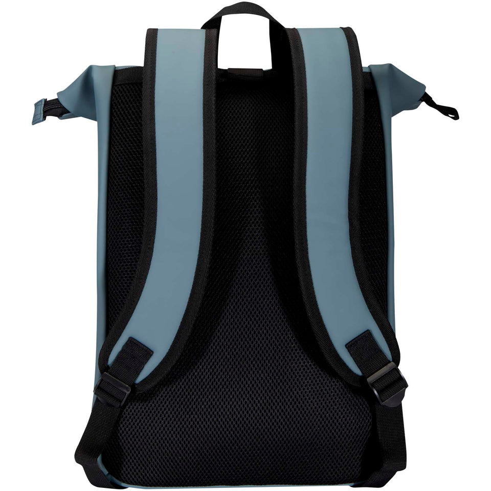 Zaino roll-top per portatile da 15" in materiale riciclato certificato GRS da 18 litri Resi Plus personalizzato con logo - Pubblienne