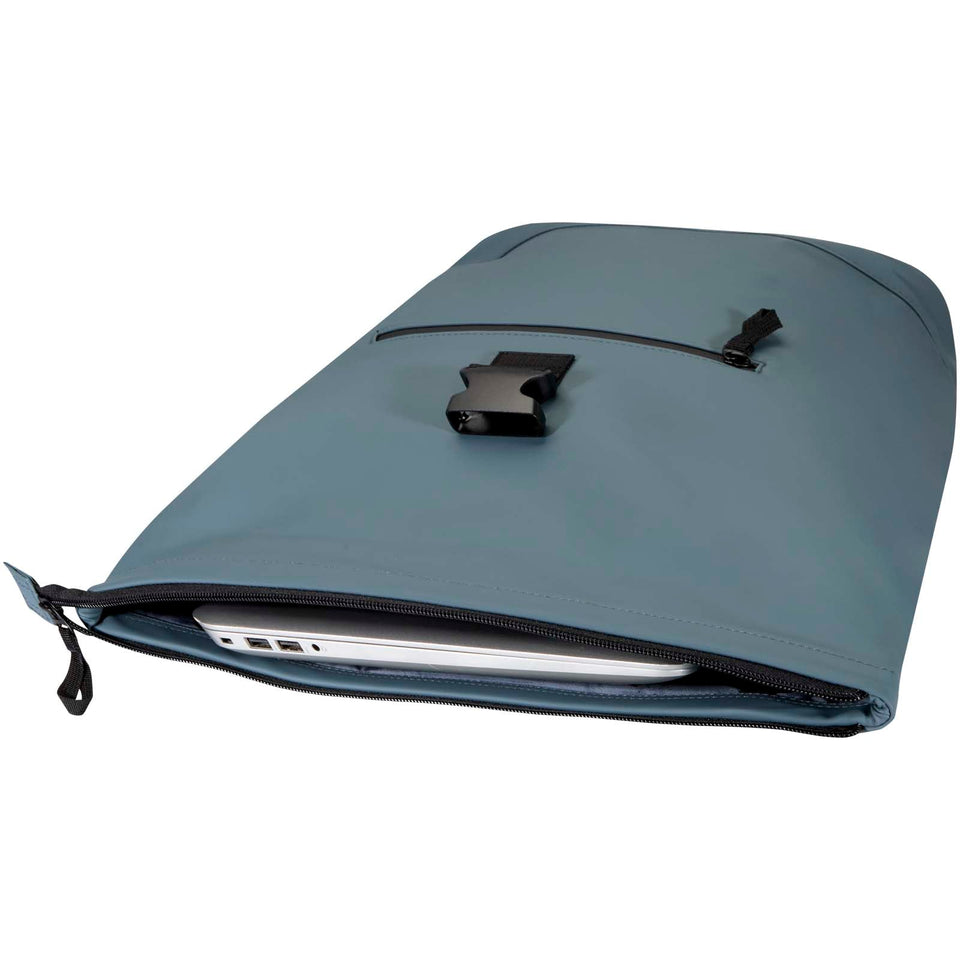 Zaino roll-top per portatile da 15" in materiale riciclato certificato GRS da 18 litri Resi Plus personalizzato con logo - Pubblienne