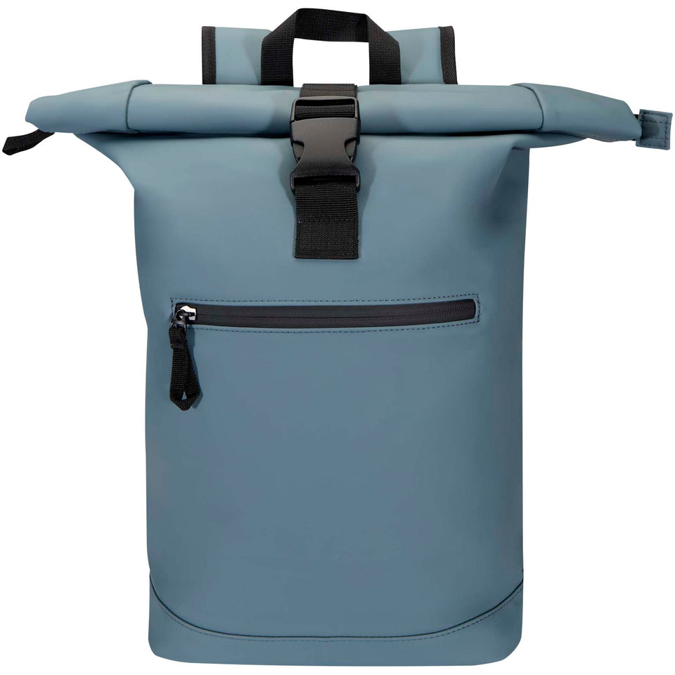 Zaino roll-top per portatile da 15" in materiale riciclato certificato GRS da 18 litri Resi Plus personalizzato con logo - Pubblienne