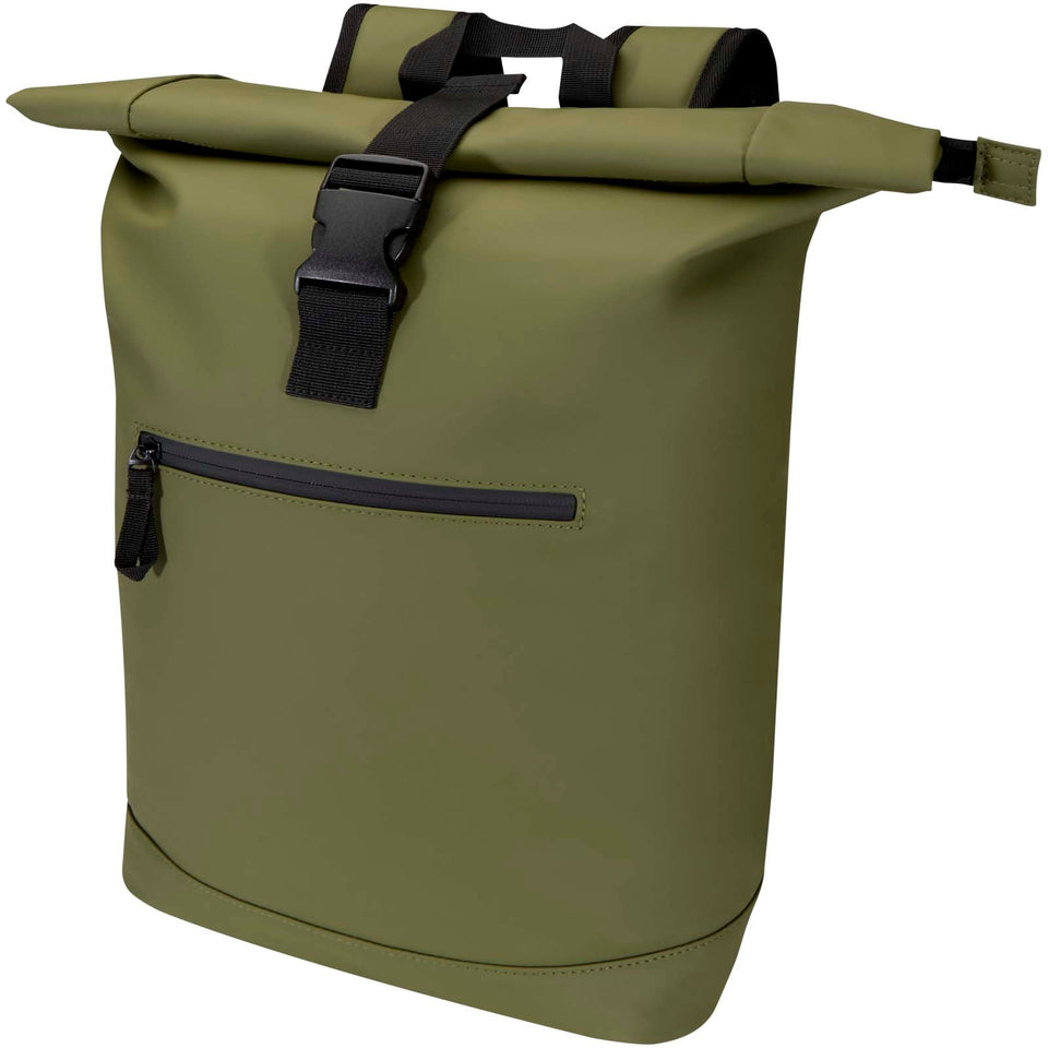 Zaino roll-top per portatile da 15" in materiale riciclato certificato GRS da 18 litri Resi Plus personalizzato con logo - Pubblienne