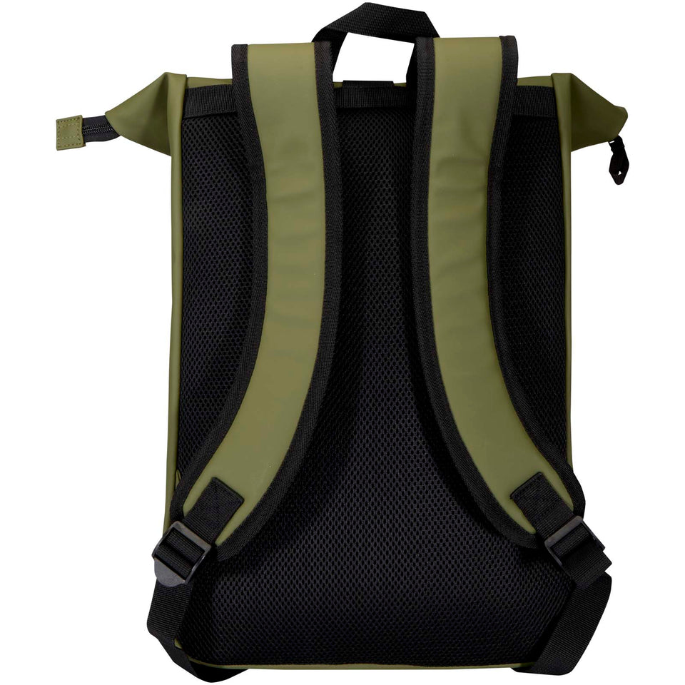Zaino roll-top per portatile da 15" in materiale riciclato certificato GRS da 18 litri Resi Plus personalizzato con logo - Pubblienne