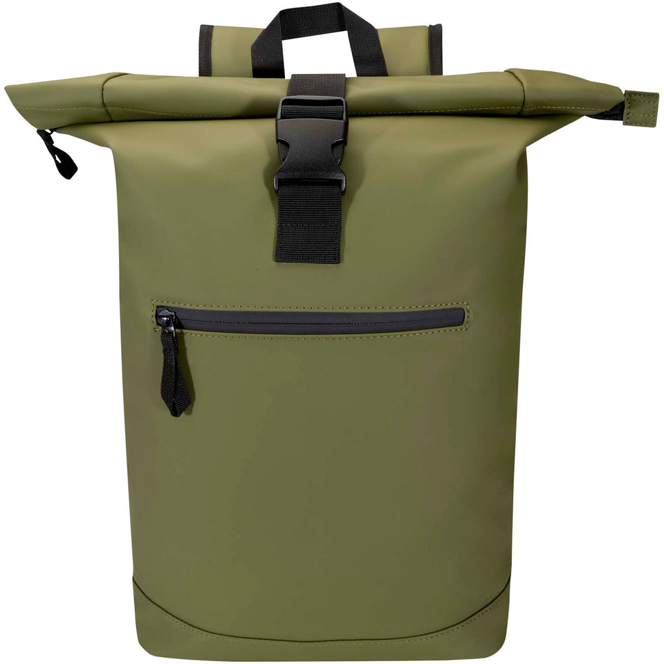 Zaino roll-top per portatile da 15" in materiale riciclato certificato GRS da 18 litri Resi Plus personalizzato con logo - Pubblienne