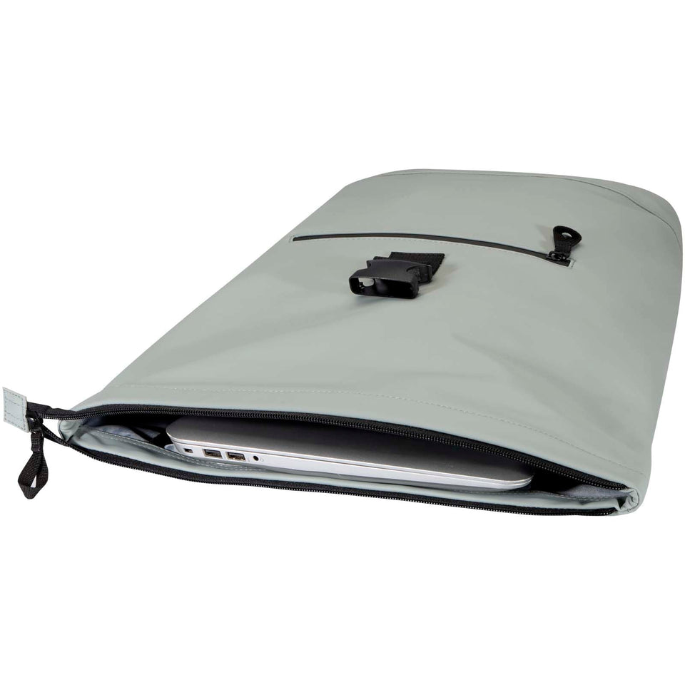 Zaino roll-top per portatile da 15" in materiale riciclato certificato GRS da 18 litri Resi Plus personalizzato con logo - Pubblienne