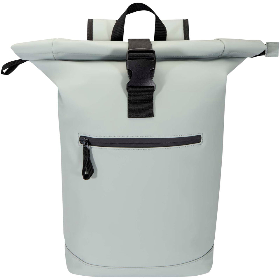 Zaino roll-top per portatile da 15" in materiale riciclato certificato GRS da 18 litri Resi Plus personalizzato con logo - Pubblienne