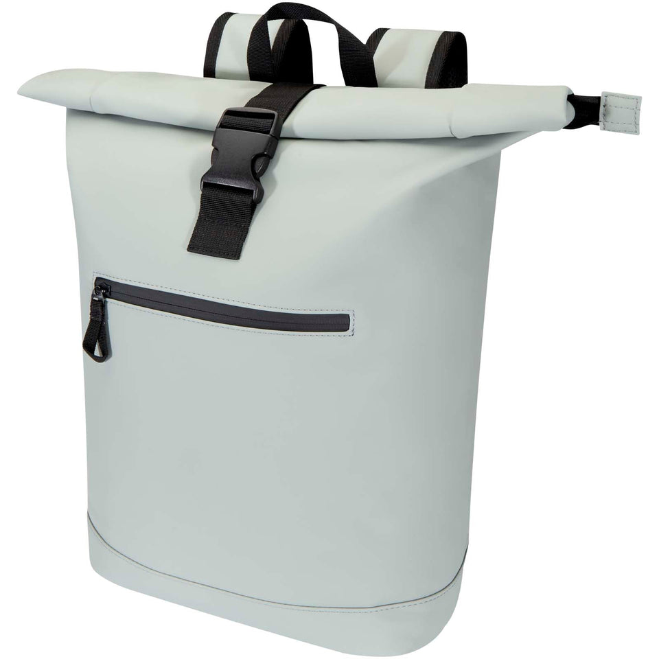 Zaino roll-top per portatile da 15" in materiale riciclato certificato GRS da 18 litri Resi Plus personalizzato con logo - Pubblienne