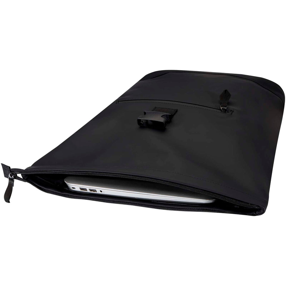Zaino roll-top per portatile da 15" in materiale riciclato certificato GRS da 18 litri Resi Plus personalizzato con logo - Pubblienne