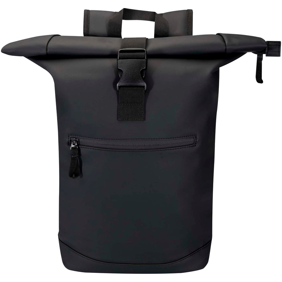 Zaino roll-top per portatile da 15" in materiale riciclato certificato GRS da 18 litri Resi Plus personalizzato con logo - Pubblienne